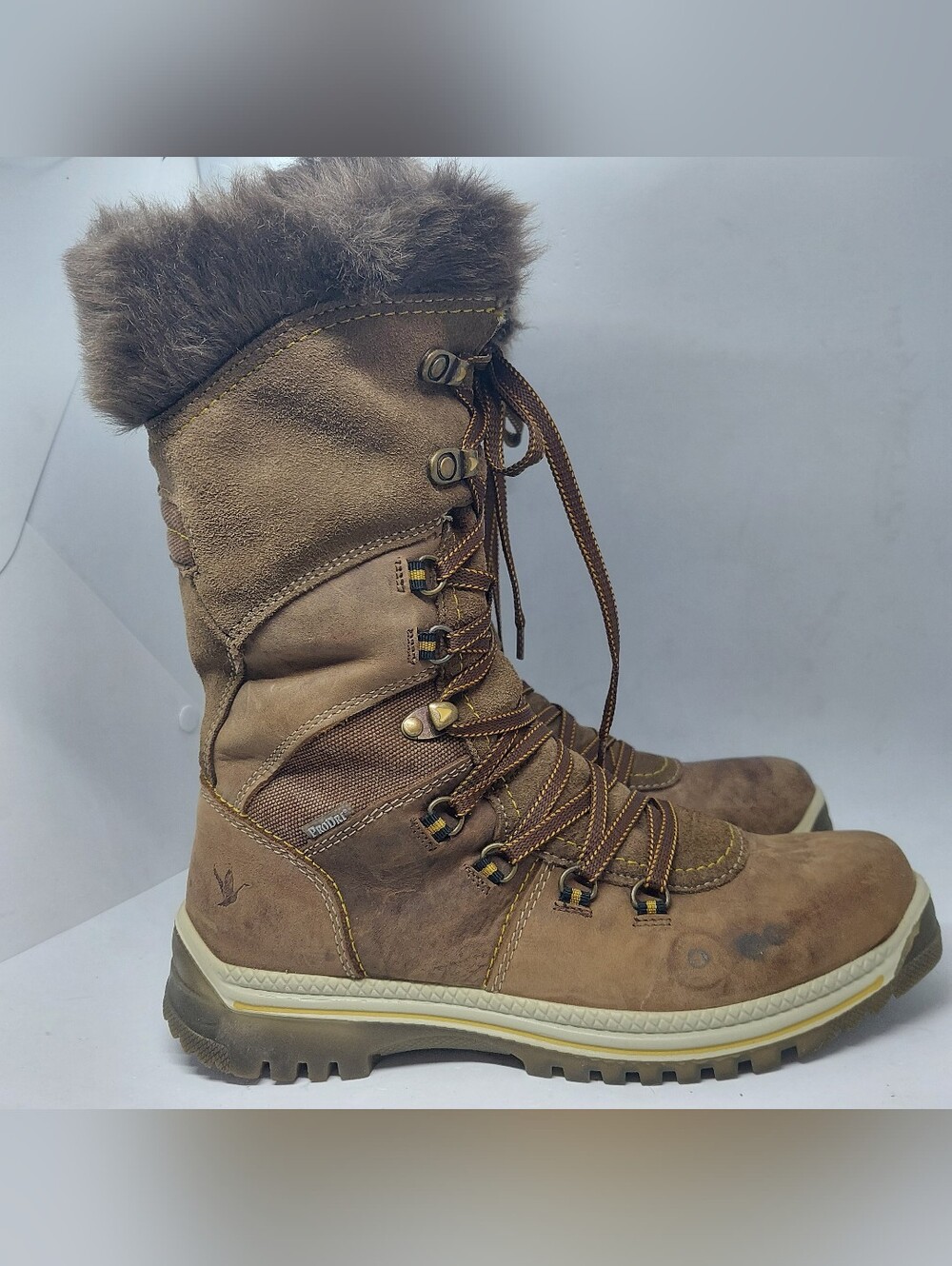 Santana Canada Morella Winter Boots Brown Leather ProDri Faux Fur Womens Size 9